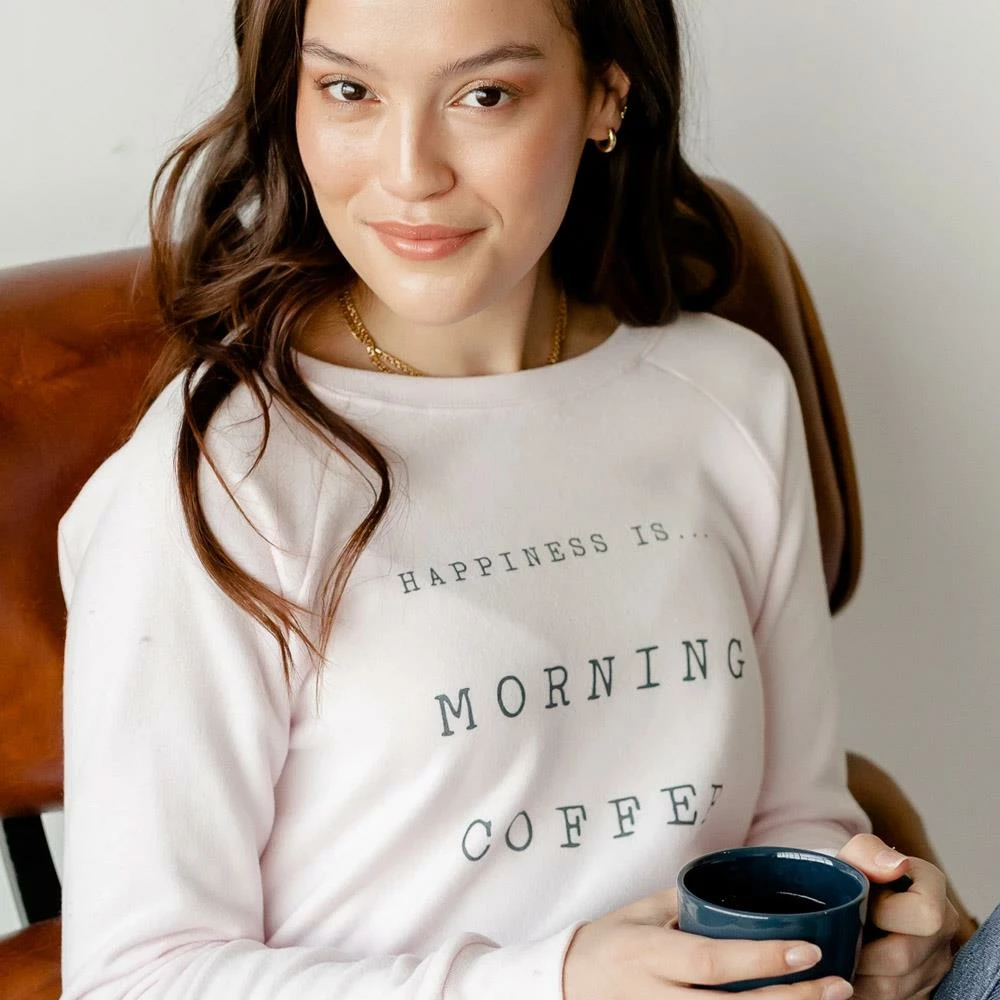 Happiness Is... Women's Morning Coffee Sweatshirt - Ballet Pink - Image 4