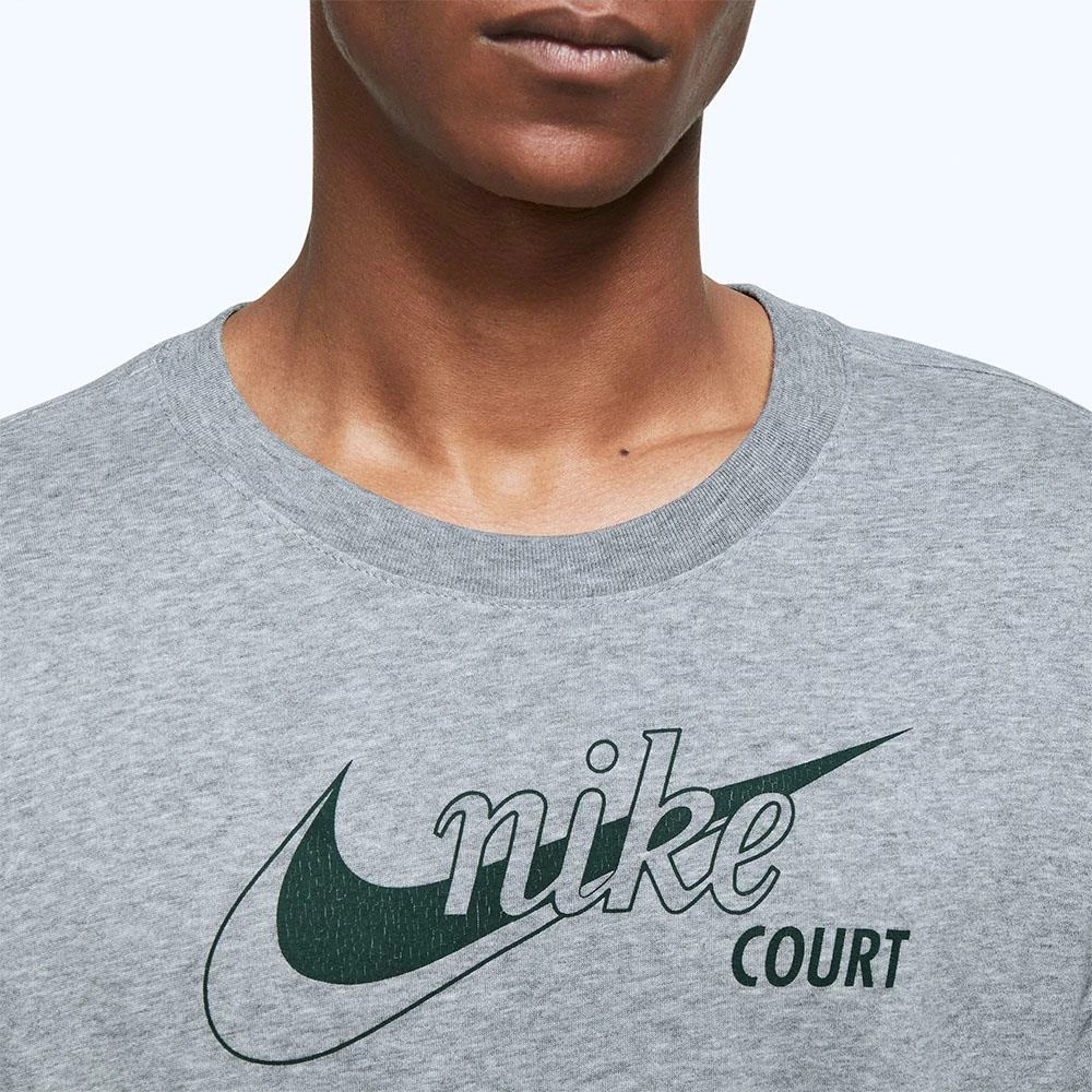 Nike Men's Swoosh Tennis Tee - Grey Heather/Pro Green - Image 4