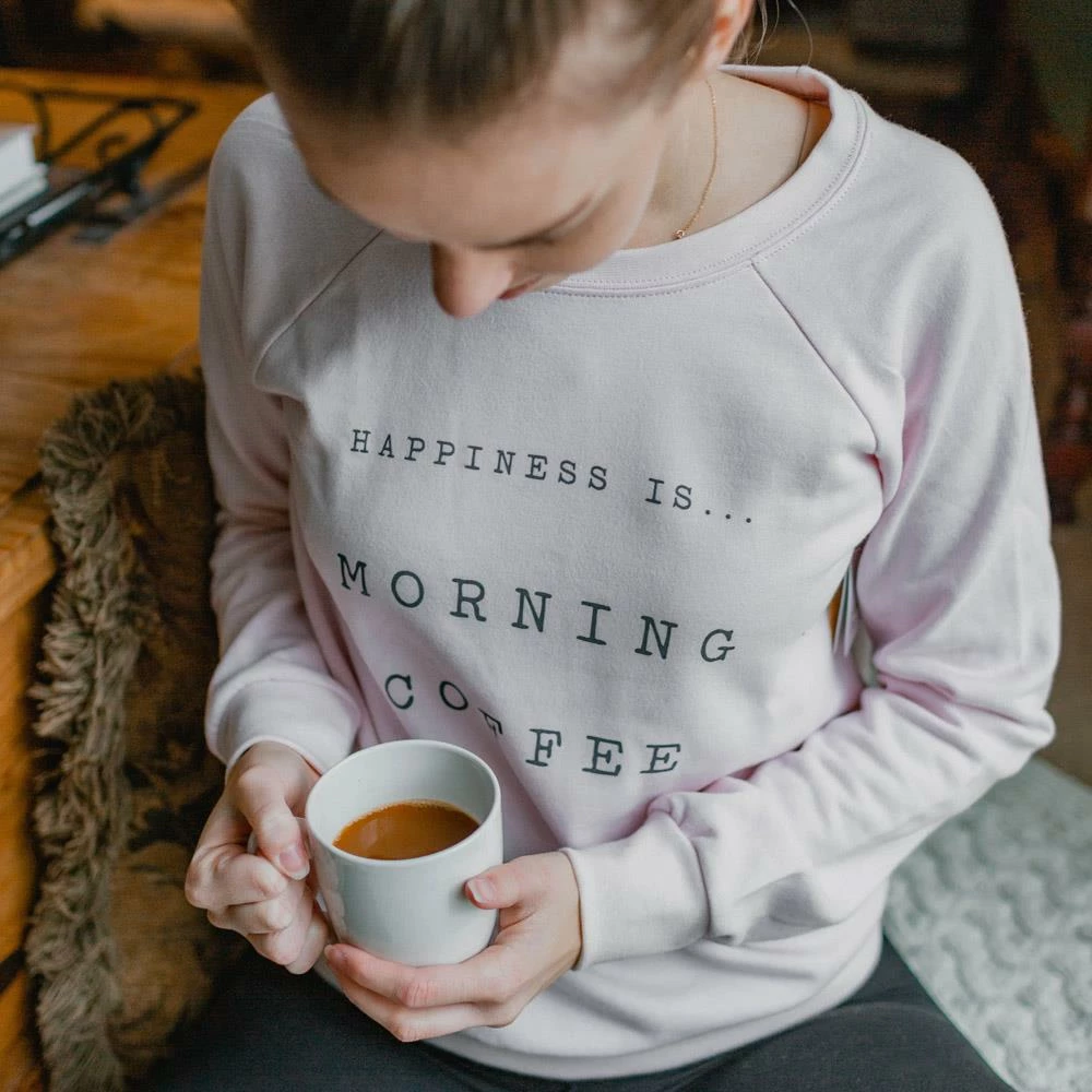Happiness Is... Women's Morning Coffee Sweatshirt - Ballet Pink - Image 3