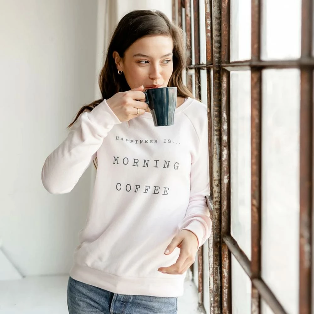 Happiness Is... Women's Morning Coffee Sweatshirt - Ballet Pink - Image 2