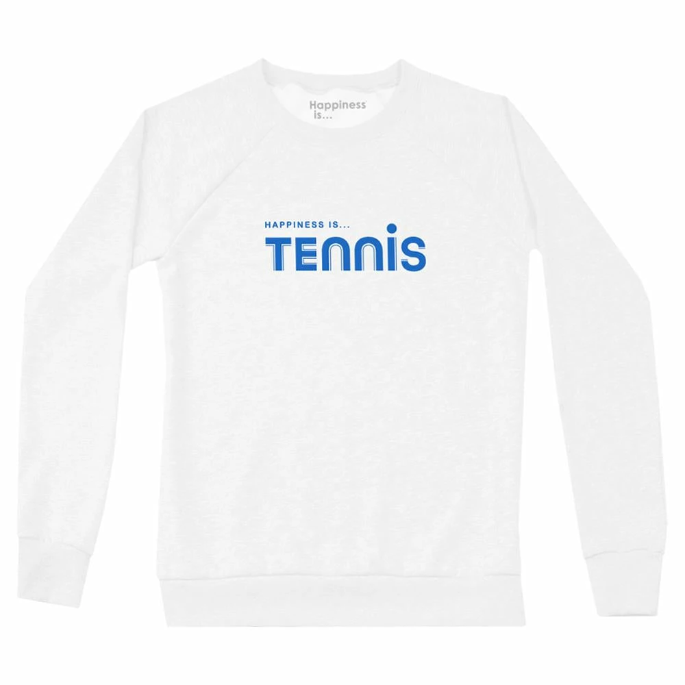 Happiness Is... Women's Tennis Sweatshirt - White/Blue