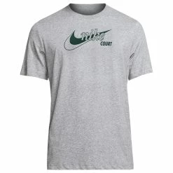 Nike Men's Swoosh Tennis Tee - Grey Heather/Pro Green