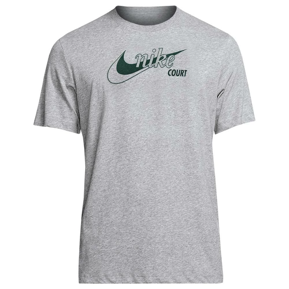 Nike Men's Swoosh Tennis Tee - Grey Heather/Pro Green