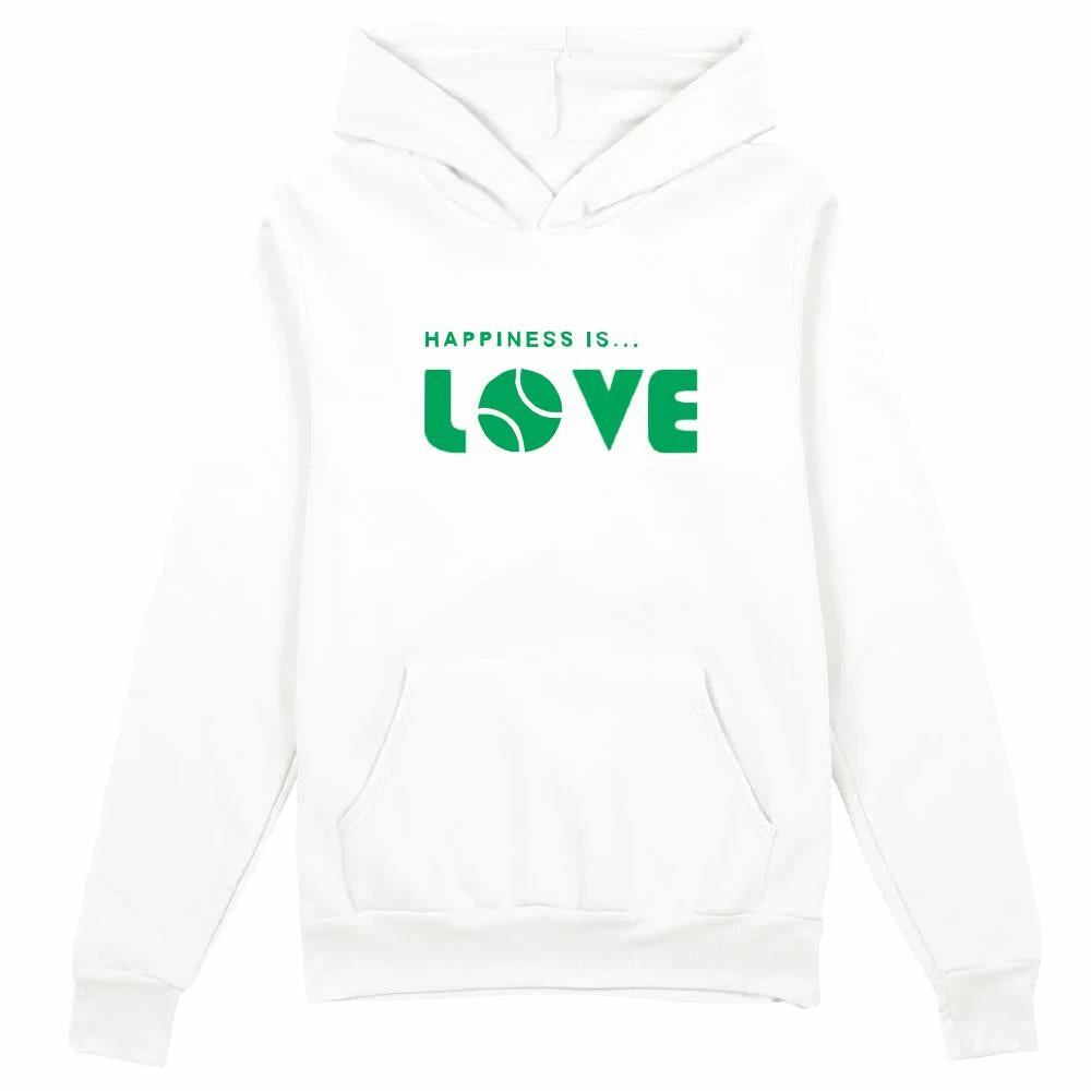 Happiness Is... Happines Is...Women's Tennis Love Hoodie - White/Green